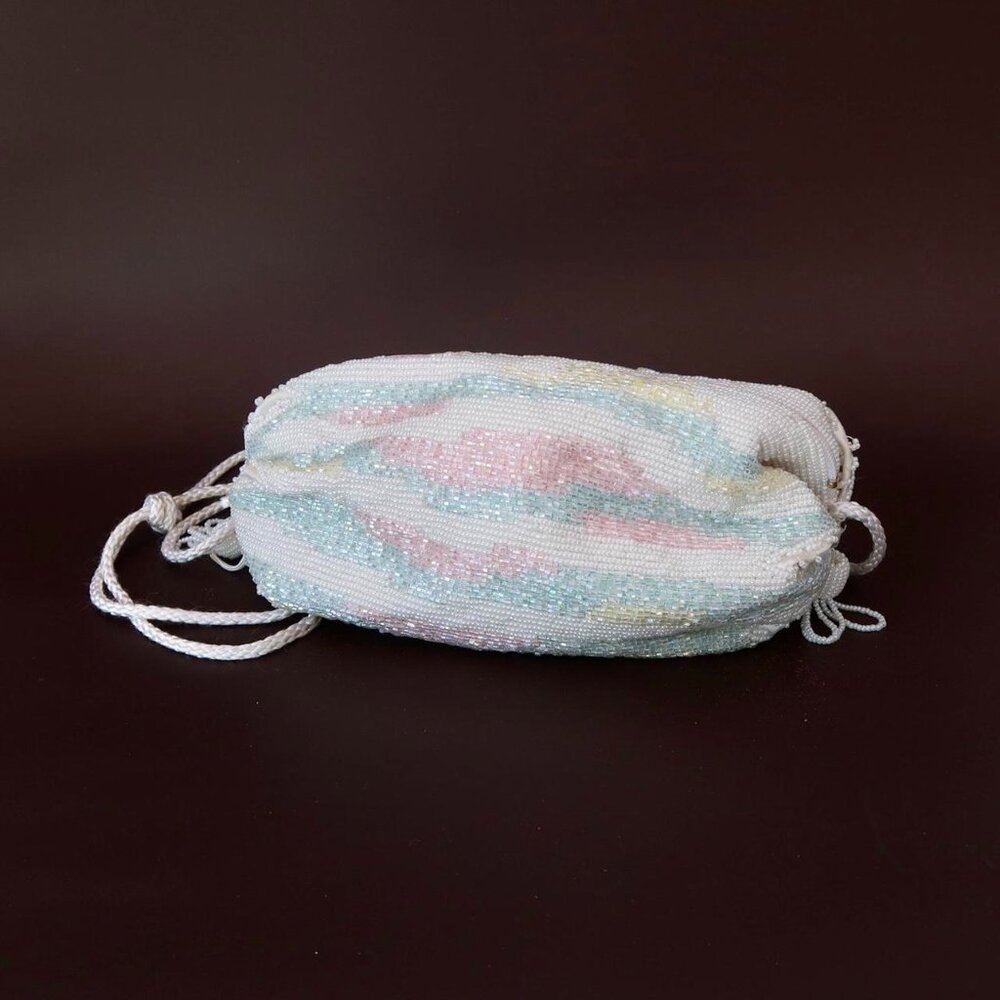 Vintage 90s Vanessa Pastel Beaded Slouchy Evening purse Shoulder Bag